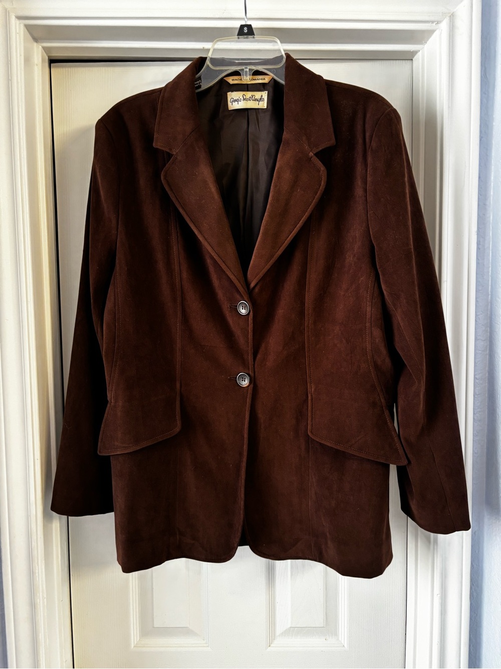 Vintage Giorgio Sant’Angelo Brown Faux Suede Blazer Jacket- Size 12
